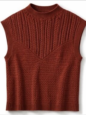 Free People Rust Textured Knit Sweater Tank Top Size S Layering Boho